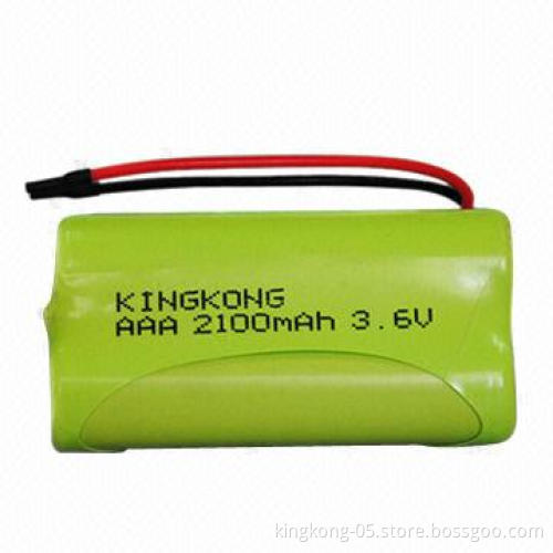 AAA Rechargeable NiMH Battery Pack with 3.6V Nominal Voltage, 2,100mAh Capacity